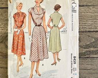 Vintage 1951 McCall's 8459 Summer Day Dress Sewing Pattern 30 Bust