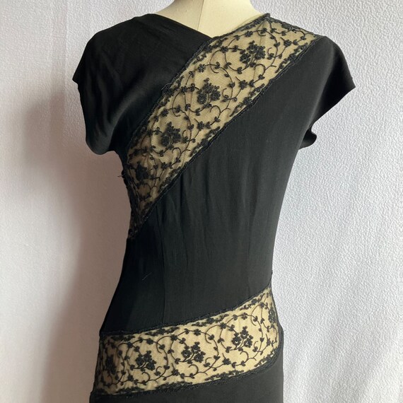 Vintage 1940s Lacy Black Wiggle Dress AS IS - image 9