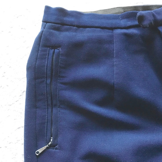 Vintage 1960s 1970s Navy Blue Ski Pants with Stir… - image 3