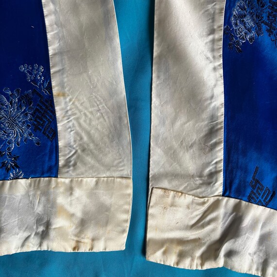 Vintage Royal Blue Satin Kimono Style Robe - image 7