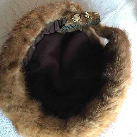 Vintage Mink & Satin Hat Full Critter - image 10