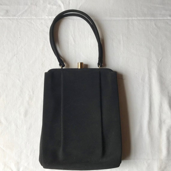 Vintage 1950s Black Suede Pleated Saks Fifth Avenu