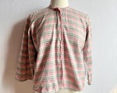 Vintage 1920s-1940s Hand Made Pink Plaid Flannel Bed Jacket