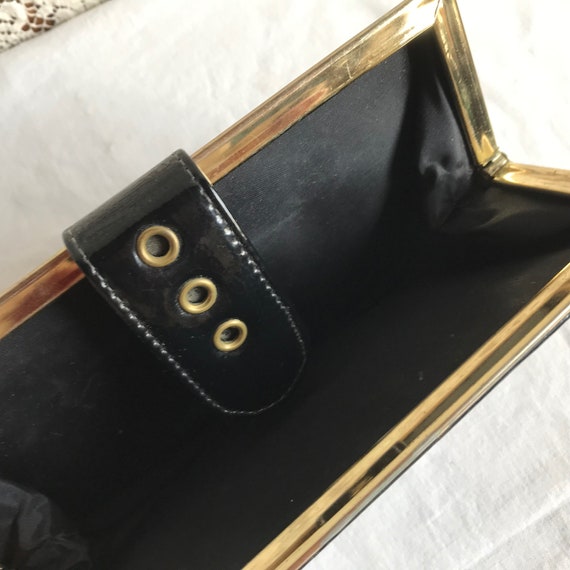 Vintage 1960s 1970s Black Vinyl Clutch Purse - image 5