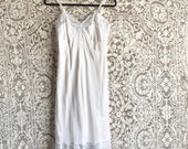 Vintage 1960s White Nylon Lacy Slip 32 Bust