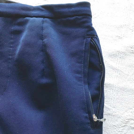 Vintage 1960s 1970s Navy Blue Ski Pants with Stir… - image 4