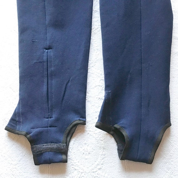 Vintage 1960s 1970s Navy Blue Ski Pants with Stir… - image 7