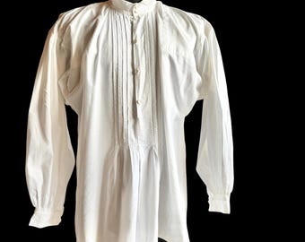 Men's Hungarian White Cotton Embroidered Full Sleeve Folk Shirt