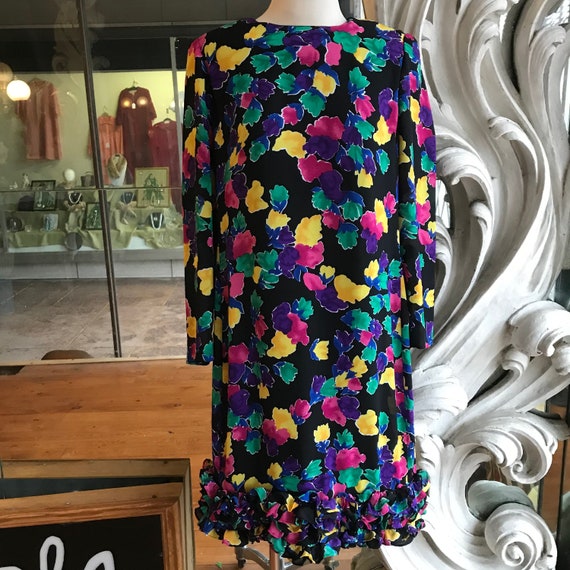 Vintage 1980s Liz Roberts Colorful Floral Long Sle
