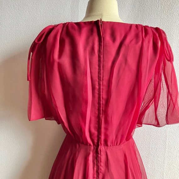 Vintage 1970s Miss Elliette Burgundy Chiffon Flow… - image 5