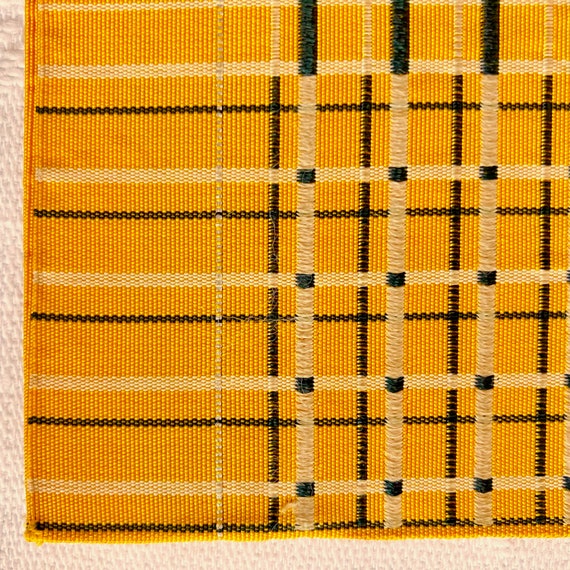 Vintage Hanhaba Obi Orange Black Geometric Design - image 8