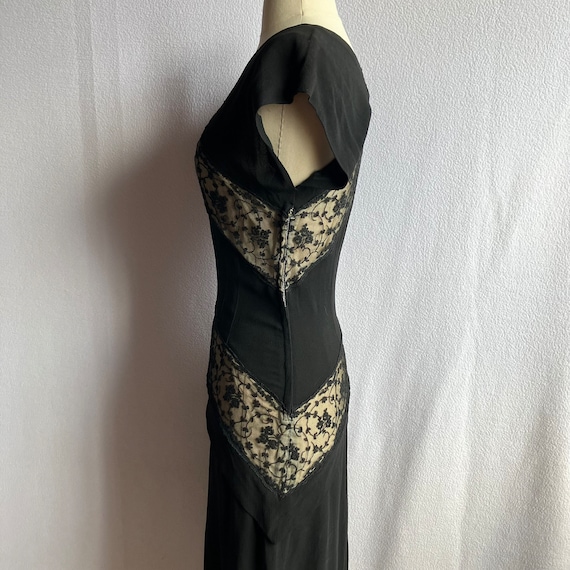 Vintage 1940s Lacy Black Wiggle Dress AS IS - image 8