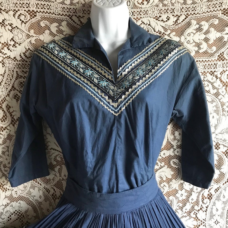 Vintage 1950s Blue Patio / Fiesta Set Circle Skirt & Top Etsy