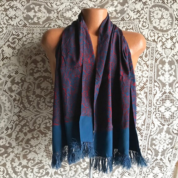 Vintage 1940s 1950s Men's Blue & Red Paisley Silk