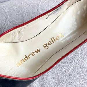 Vintage 1970 Andrew Geller zapatos de cuero azul y rojo 8AA estrechos imagen 7