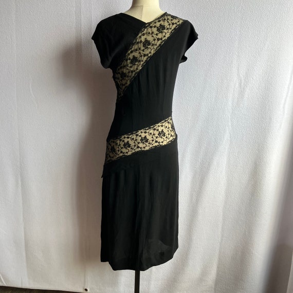 Vintage 1940s Lacy Black Wiggle Dress AS IS - image 7