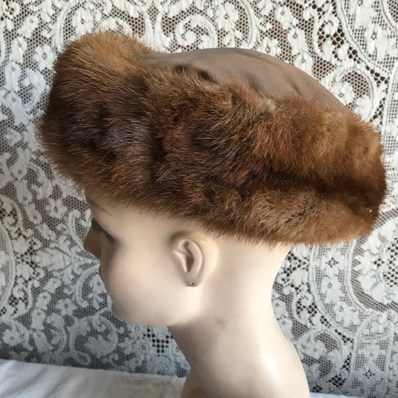 Vintage Mink & Satin Hat Full Critter - image 6