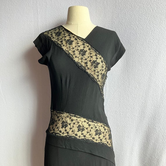 Vintage 1940s Lacy Black Wiggle Dress AS IS - image 2