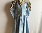 Vintage 1980s Menu Victorian Inspired Western Style Dress