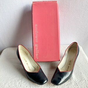 Vintage 1970 Andrew Geller zapatos de cuero azul y rojo 8AA estrechos imagen 10