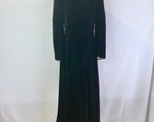 Vintage 1930s 1940s Black Velvet Full Length Opera Coat