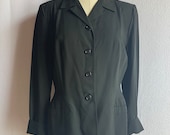 Vintage 1940s 1950s Black Unlined Suit Jacket M/L