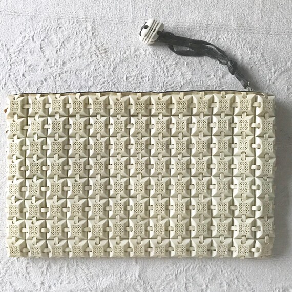Vintage 1940s Plasticflex White Clutch Purse with