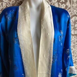 Vintage Royal Blue Satin Kimono Style Robe image 3