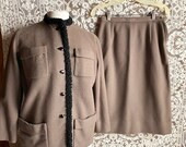 Vintage 1950s 1960s Dan Millstein Original Brown Wool Skirt Suit
