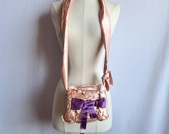 Vintage roze satijnen handwarmer voor kinderen