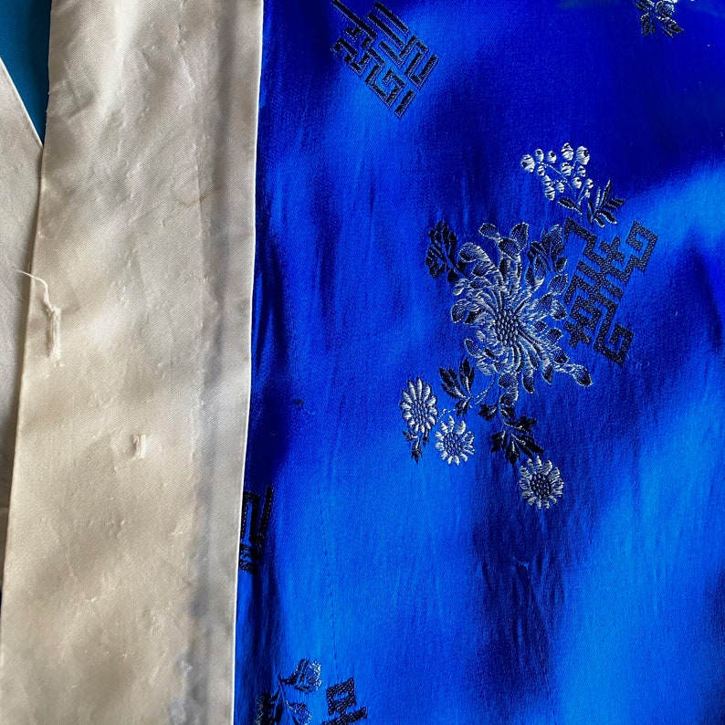 Vintage Royal Blue Satin Kimono Style Robe image 6