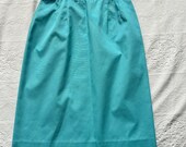 Vintage 1960s 1970s Koret Turquoise Polycotton Summer Skirt 24 Waist