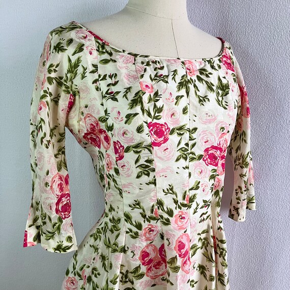 Vintage 1950s Suzy Perette Fit & Flare Floral Sil… - image 5