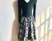 Vintage 1980s Dara Jeffries Fit & Flare Floral Dress