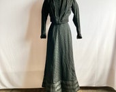 Antique Edwardian Black Wool Walking Suit