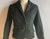 Vintage 1950s Black Wool & Velvet Suit Jacket Blazer