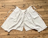 Antique Edwardian Victorian White Cotton Split Leg Bloomers 42 Waist Volup