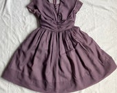 Vintage 1950s Girl's Purple Fit & Flare Full Skirt Dress Size 12-14