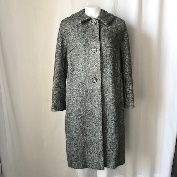 Vintage 1950s Gray Tweed Wool Mohair Coat