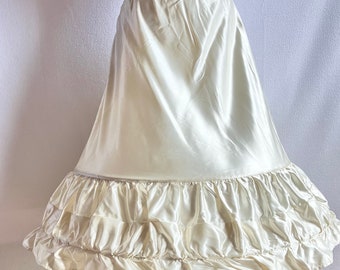 Vintage 1950s White Satin Hoop Petticoat Slip Wedding Prom Reenactment