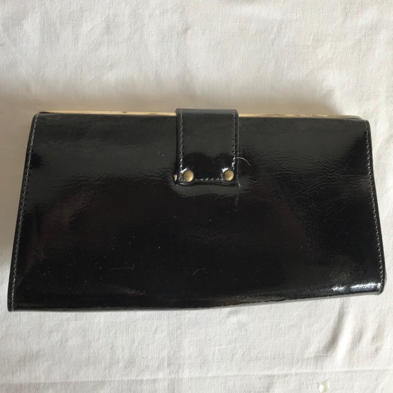 Vintage 1960s 1970s Black Vinyl Clutch Purse - image 3