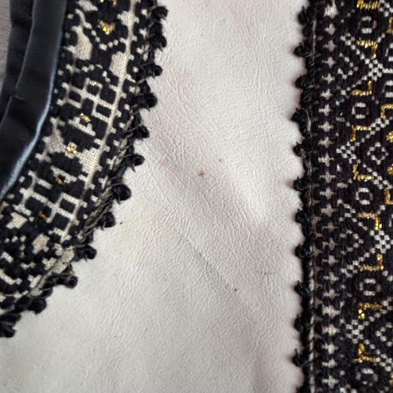 Vintage Handmade White Leather Romanian Folk Vest - image 12