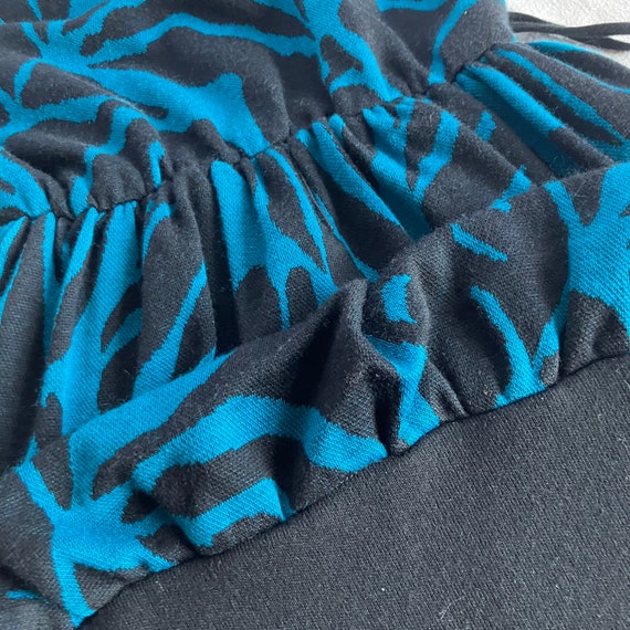 Vintage 1980s Does 1940s Turquoise & Black Wool P… - image 8