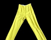 Vintage 1960s Midge Grant Yellow Slim Trousers Pants 26 Waist