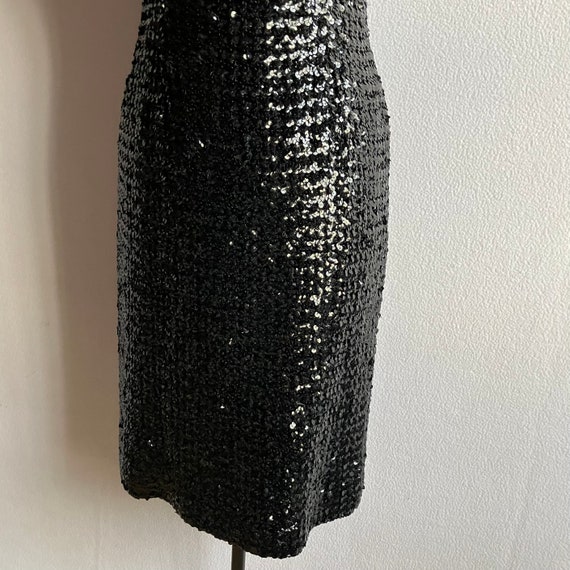 Vintage 1960s Sequined Sleeveless Little Black Dr… - image 3