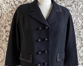 Vintage 1950s 1960s Michel Daniel Paris Black Boxy Suit Jacket 38 Bust