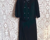 Vintage 1960s Puritan Forever Young Black Velvet Boxy Suit 40 Bust 32 Waist