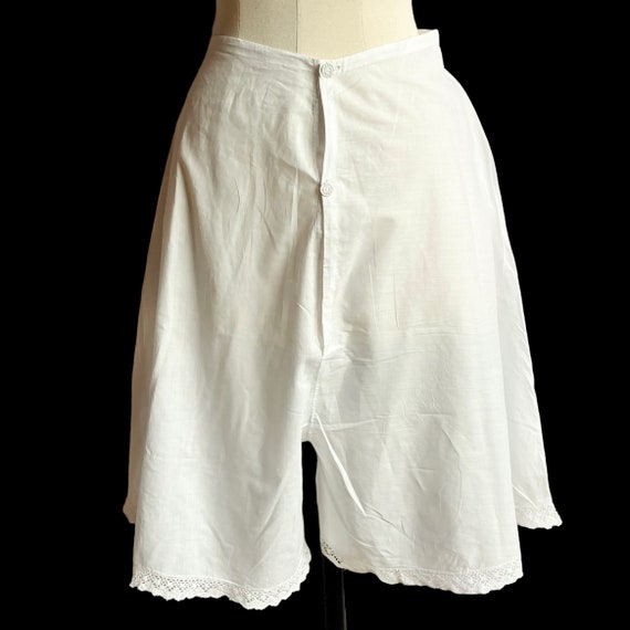 Antique Edwardian White Cotton Bloomers Monogramme