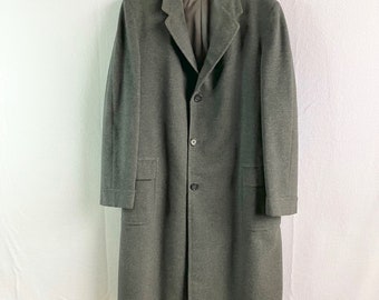 Men's Vintage 1950s 1960s Gray Cashmere Wool Overoat