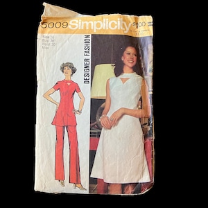 Vintage 1972 Simplicity 5009 Dress Tunic Pants Sewing Pattern 38 Bust